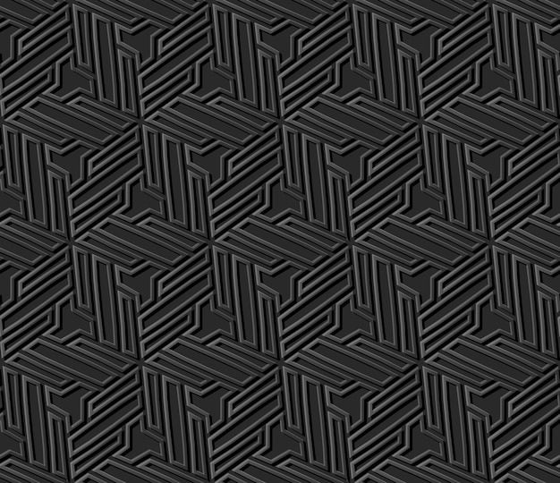 Arte de papel oscuro geometría islámica cruz patrón de fondo sin fisuras