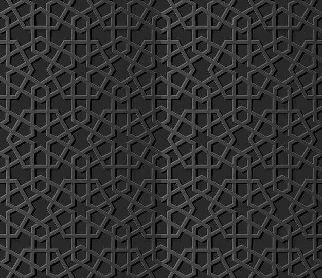 Arte de papel oscuro geometría islámica cruz patrón de fondo sin fisuras