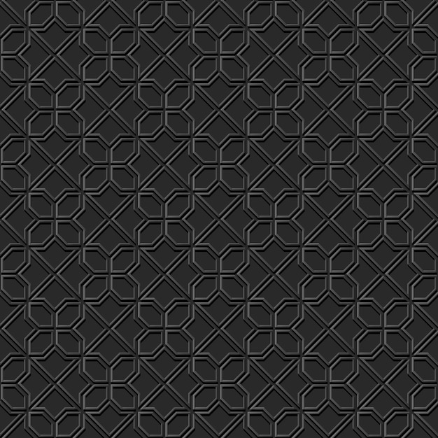 Arte de papel oscuro geometría islámica cruz patrón de fondo sin fisuras
