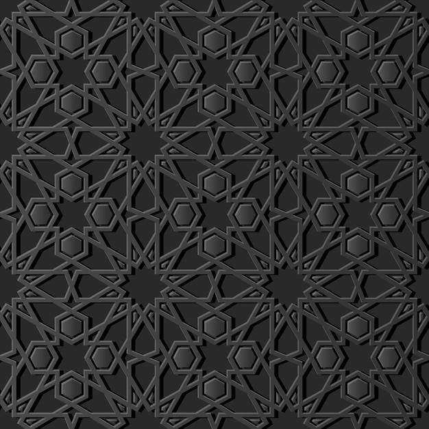 Arte de papel oscuro geometría islámica cruz patrón de fondo sin fisuras