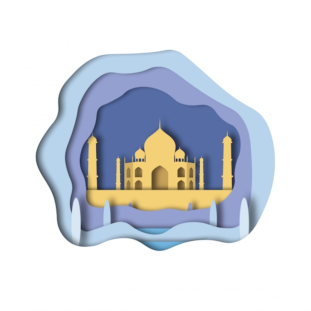 Vector arte de papel de taj mahal