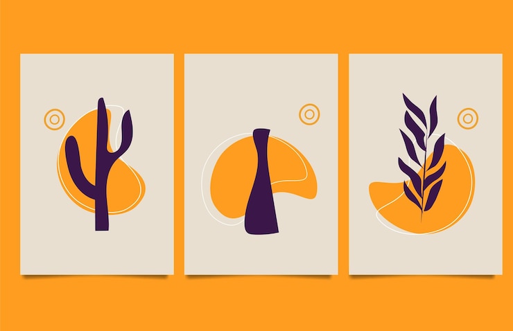 Vector arte de pared boho abstracto dibujado a mano cubiertas minimalistas set vector
