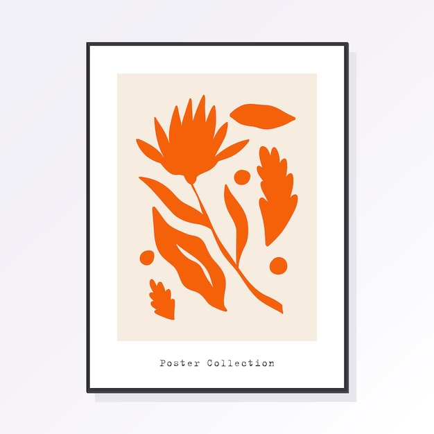 Arte de pared botánico moderno de Matisse con motivos florales en colores pastel Decoración boho Arte minimalista