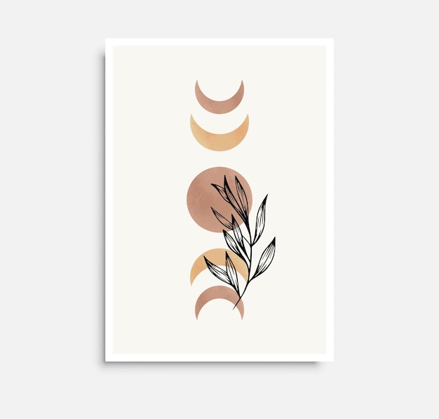 Arte de pared botánico Plantas con formas abstractas Diseño para arte de pared de póster cubierta interior del hogar Ilustración vectorial