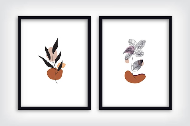 arte de pared de hoja boho abstracto Arte de pared botánico mínimo dibujado a mano contemporáneo