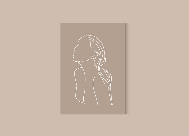 Arte de pared de mujer de línea mujer abstracta en estilo de línea minimalista impresión de pared femenina póster de vector de cuerpo