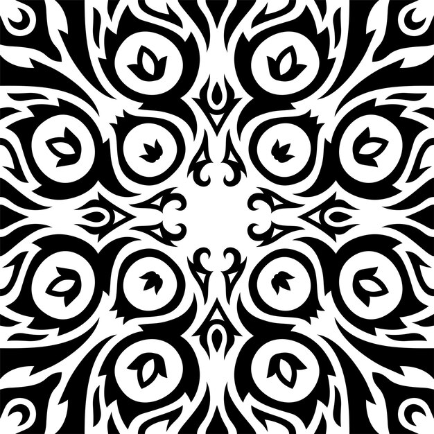 Arte con patrón de mosaico vintage tribal negro