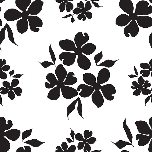 Arte de patrones de flores en blanco y negro con vectores sin costuras