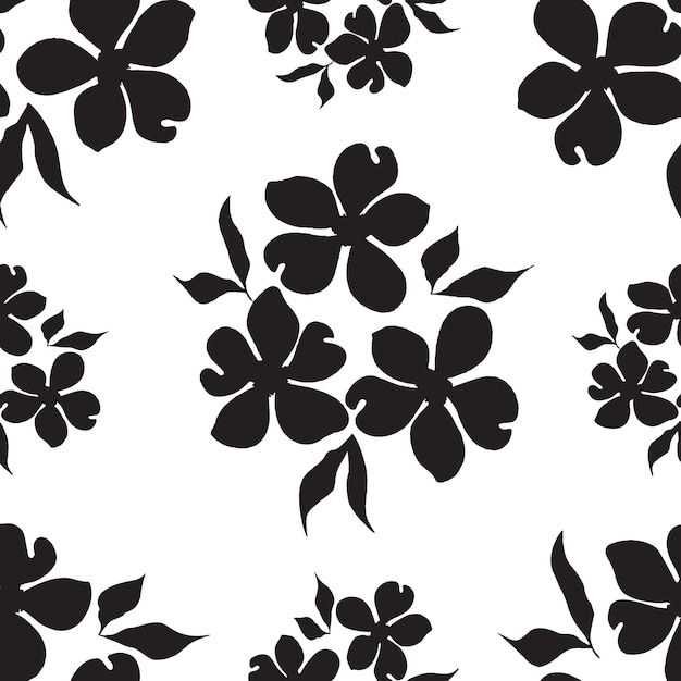 Vector arte de patrones de flores en blanco y negro con vectores sin costuras