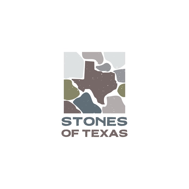Arte de piedra con mapa texas logo símbolo icono vector gráfico diseño ilustración idea creativa