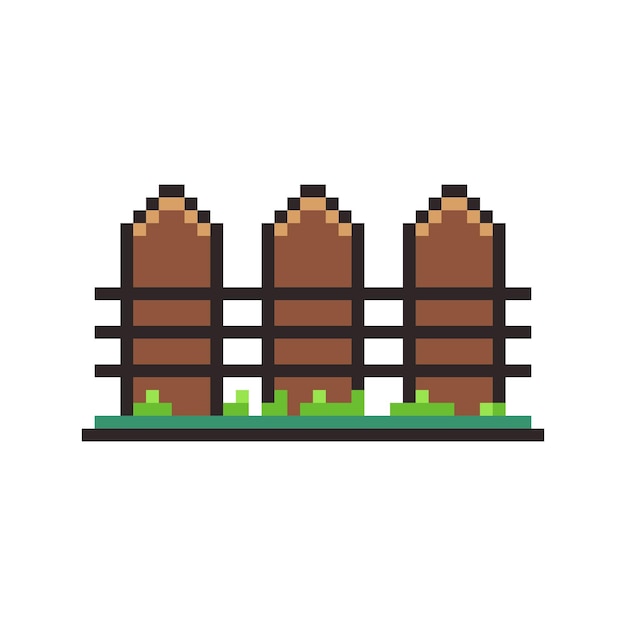Arte de píxeles Diseño de activos de juego de cercas de madera