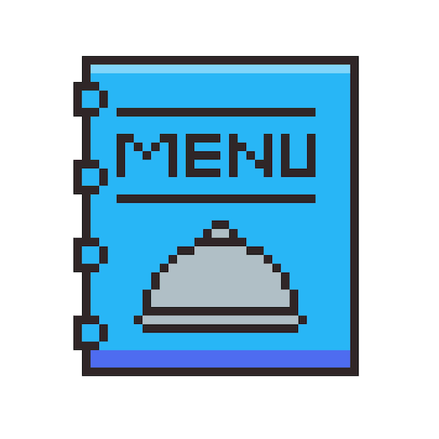 Arte de píxeles Diseño de activos del juego de menú de alimentos