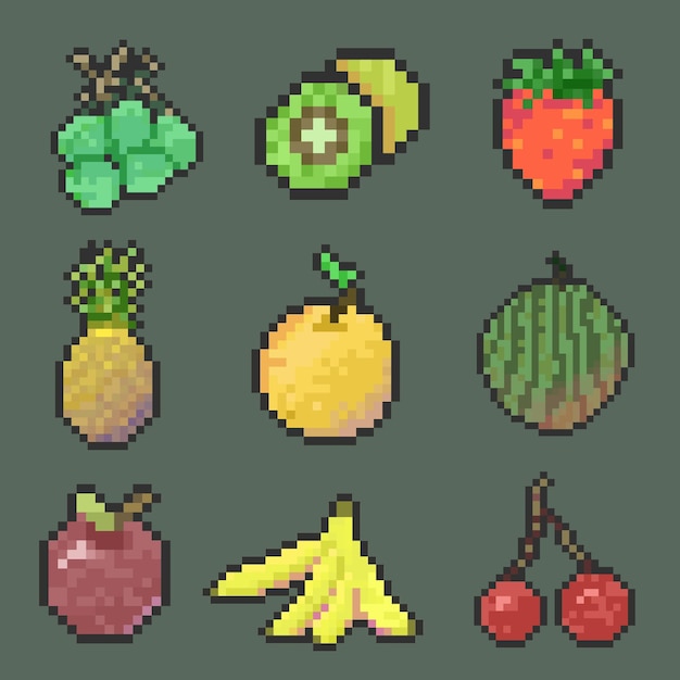 arte de píxeles de frutas frescas