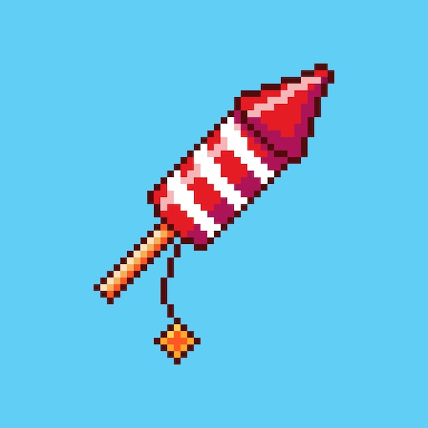 Arte de píxeles Fuegos artificiales Diseño de activos del juego Rocket