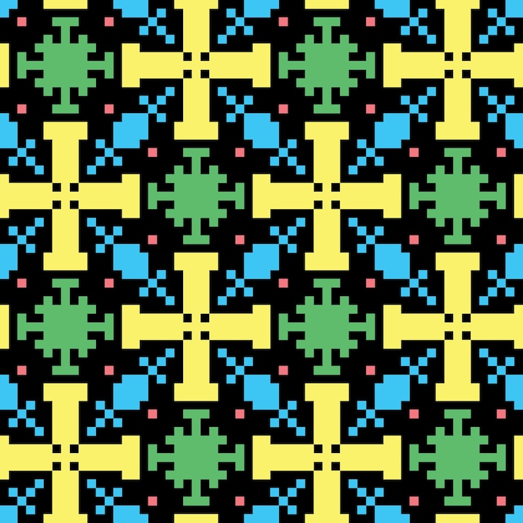 Vector arte de píxeles patrón abstracto sin costuras estética vintage diseño de sprite retro