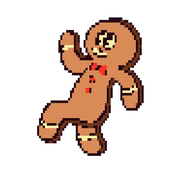 arte de píxeles del personaje de gingerbread de dibujos animados