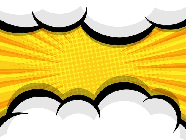 Arte pop de cómic con bocadillo en blanco para la ilustración de vector de presentación de portada de fondo