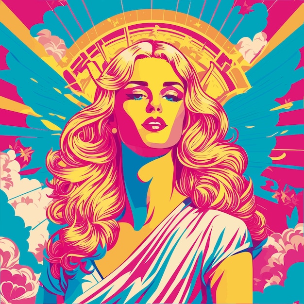 Vector el arte pop es una ilustración moderna del dios del cielo.