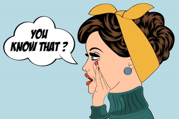 arte pop linda mujer retro en estilo cómic con mensaje