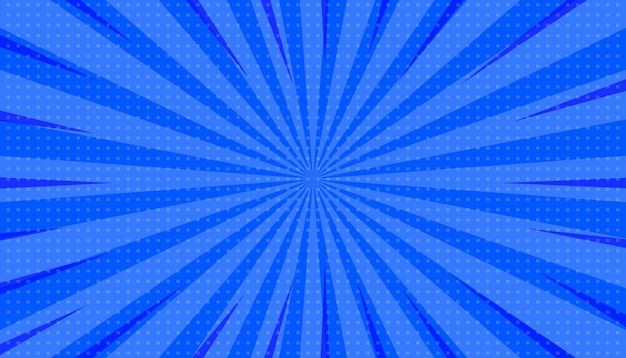 Arte pop punteado con cómic de color semitono abstracto de fondo azul plantilla de cómic con radial