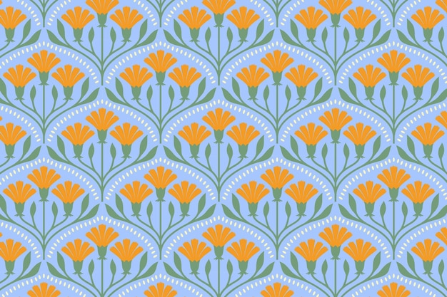 arte popular de la flor de naranja fondo de patrón sin costuras para papel tapiz de tela y papel de envoltura
