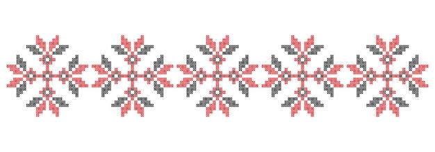 Arte popular ucraniano vector de patrones sin fisuras retro monocromo largo adorno de punto de cruz inspirado en el arte popular Vyshyvanka