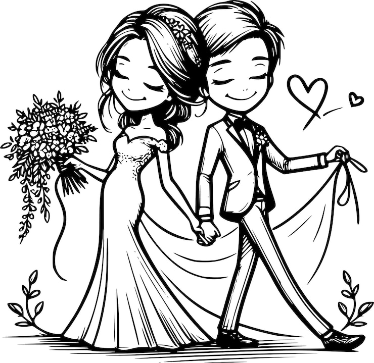 Vector arte romántico de bodas y diseños inspirados en el amor arte románico de bodas para parejas y amor