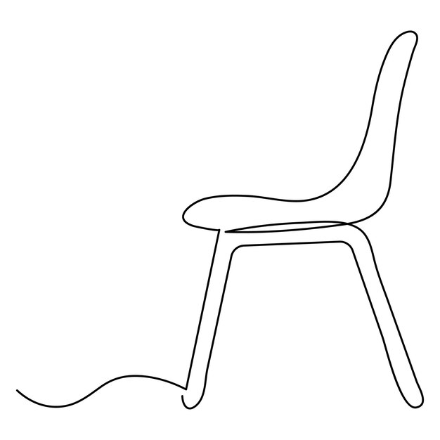 Arte de silla de una línea dibujando ilustración vectorial de contorno continuo y diseño de iconos conceptuales