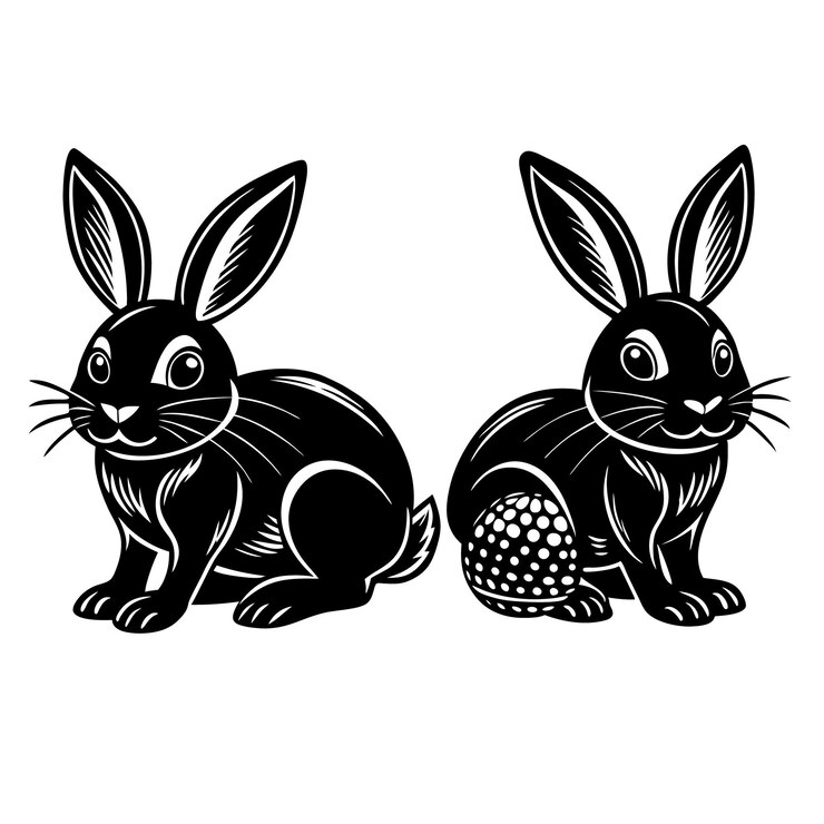 El arte de la silueta del conejo negro
