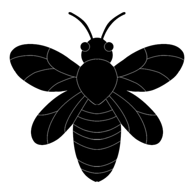 Arte de silueta vectorial de abejas aislado en fondo blanco