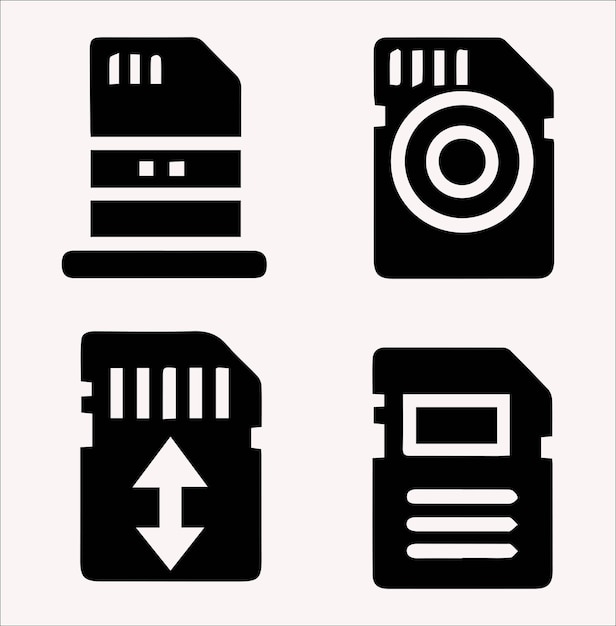 Arte de silueta vectorial de tarjeta de memoria sobre un fondo blanco