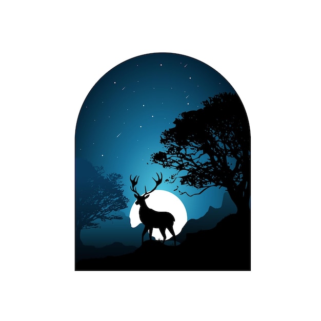 Arte de siluetas de vida animal silvestre sombras de la noche azul
