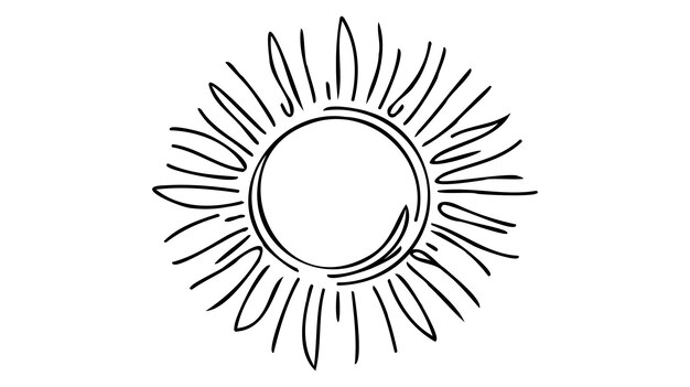 Arte del sol de línea continua Esbozo de línea única Concepto de viaje de verano soleado
