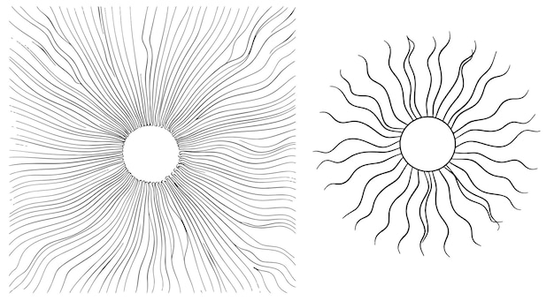 Vector arte del sol de línea continua