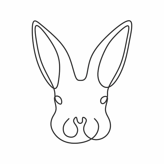arte de una sola línea continua de cabeza de conejo