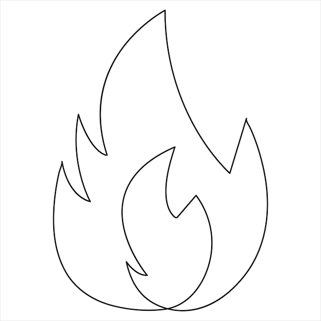 Arte de una sola línea de fuego de leña dibujo continuo contorno vector ilustración diseño de símbolos minimalista