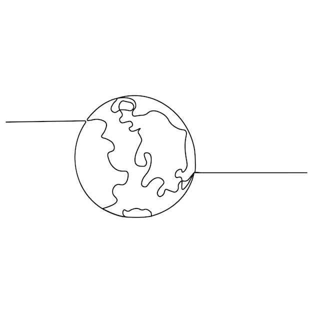 Arte de una sola línea de la hora de la Tierra dibujo continuo de una línea de icono vectorial de contorno aislado