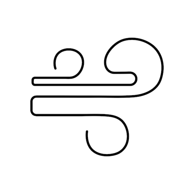 Arte de una sola línea de icono lineal de flujo de aire Viento Línea delgada ilustración de ventilación de aire con clima ventoso