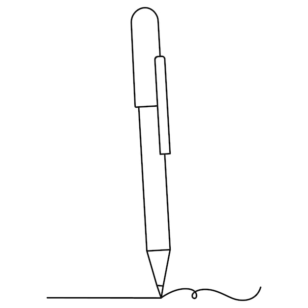 Arte de una sola línea con lápiz clippart dibujo continuo de una línea de arte vectorial de contorno aislado