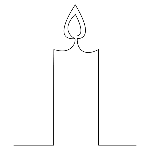 Arte de una sola línea con luz de vela dibujo vectorial continuo aislado en estilo minimalista blanco