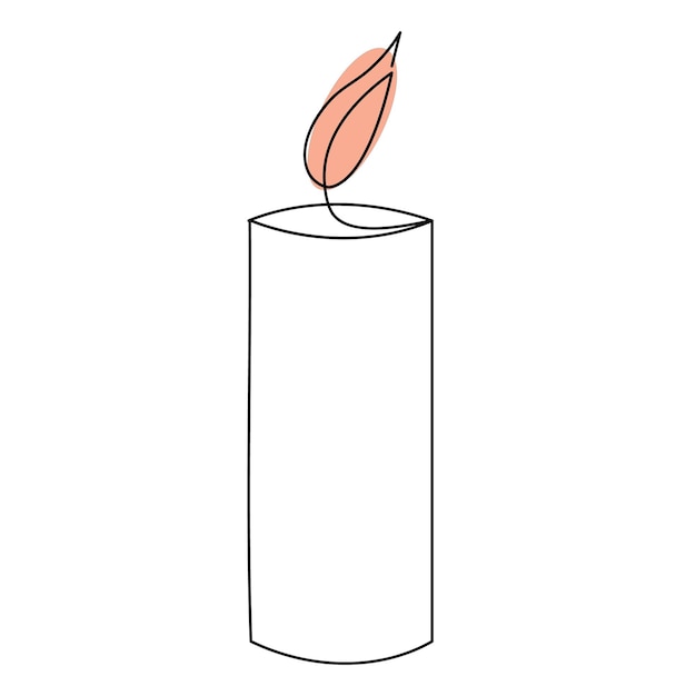 Arte de una sola línea con luz de vela dibujo vectorial continuo aislado en estilo minimalista blanco