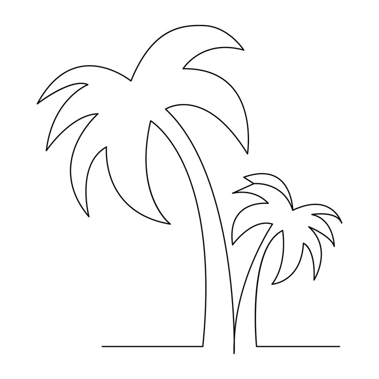 Vector arte de una sola línea de pájaros de palma aislados en el diseño de ilustración vectorial
