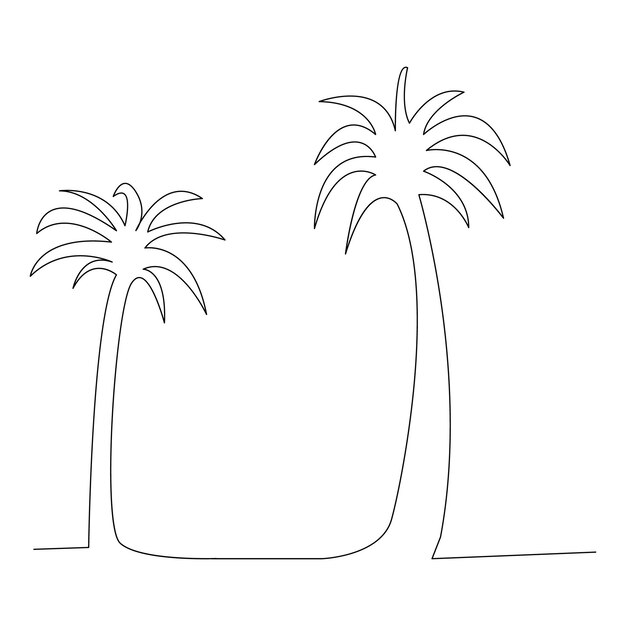 arte de una sola línea de pájaros de palma aislados en el diseño de ilustración vectorial
