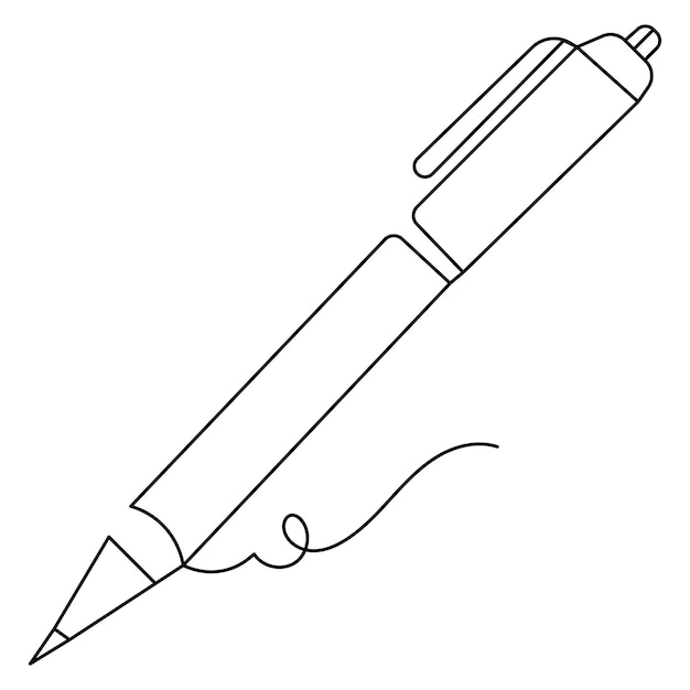 Arte de una sola línea de pluma de bola dibujo continuo de una línea de icono vectorial de contorno aislado