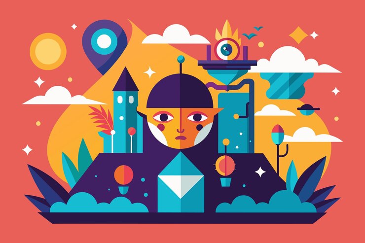Vector arte surrealista caprichoso ilustraciones