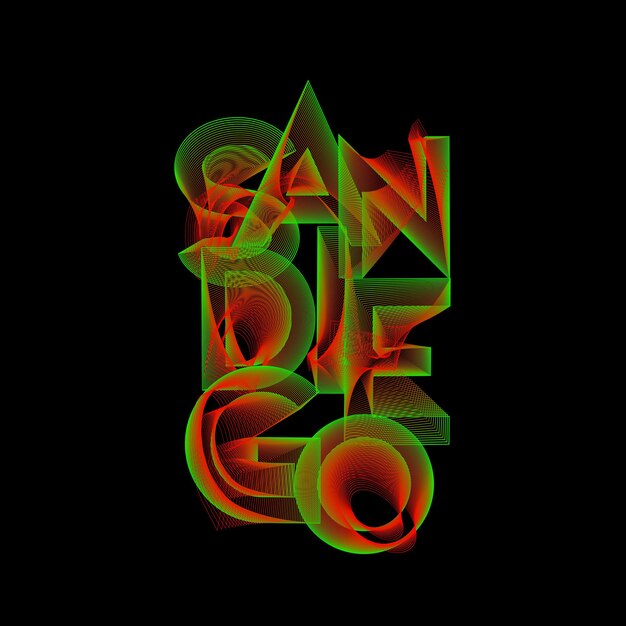 Arte tipográfico de San Diego para carteles de diseño de camisetas, etc. Ilustración vectorial