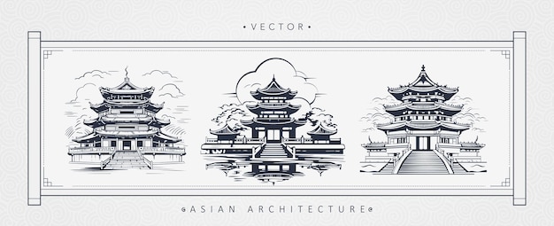 Vector arte de la torre de la arquitectura china antigua