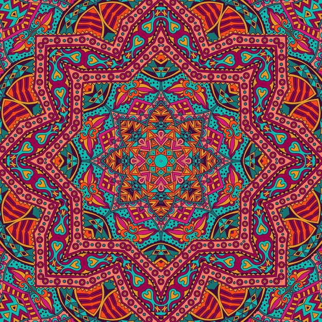 Arte tribal bohemia de patrones sin fisuras. Estampado geométrico étnico. Textura de fondo de repetición colorida. Tela, envoltura de diseño de tela