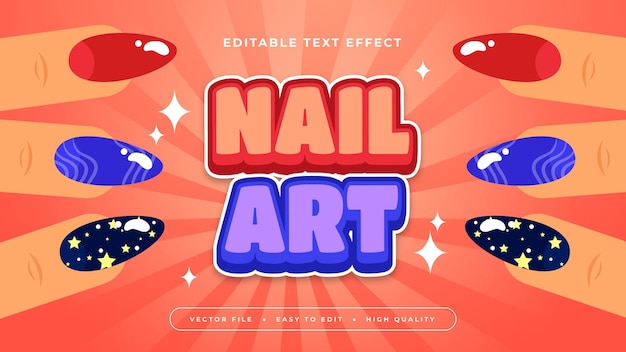 Arte de uñas colorido estilo de fuente de efecto de texto editable en 3D
