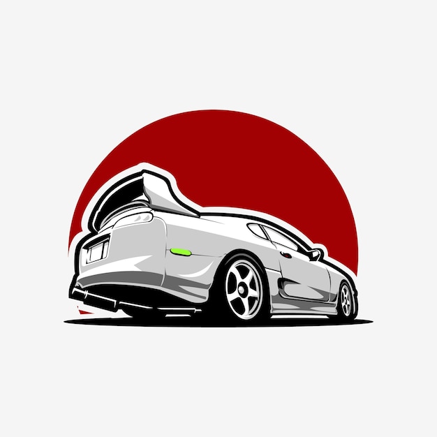 Arte de vector de diseño de ilustración de coche deportivo japonés aislado mejor para logotipo y pegatina de camiseta JDM